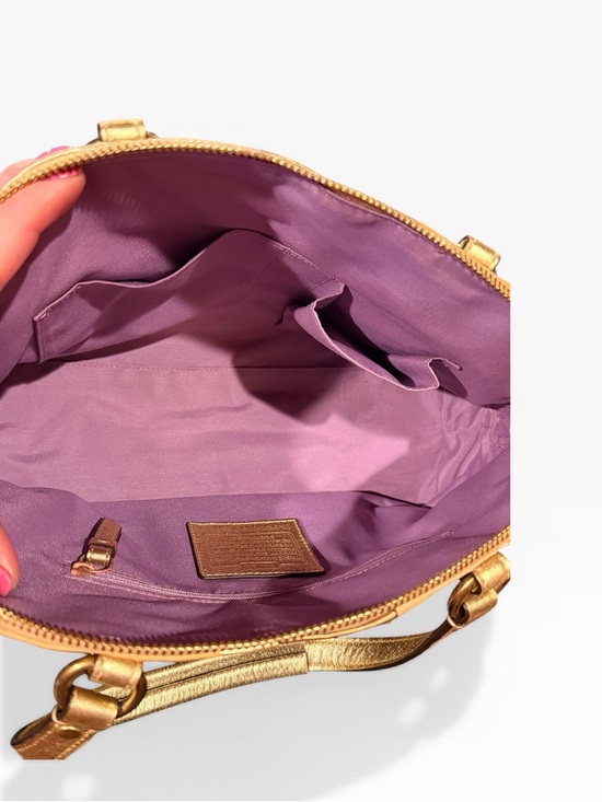 Authentic COACH Vintage Y2K 2009 Metallic Gold Patchwork Satchel Handbag F14007 - Picture 11 of 16